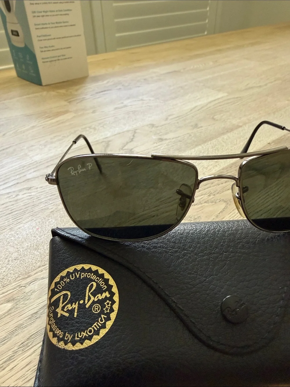 Ray-Ban Kids Polarized Aviator Sunglasses in Black and Green